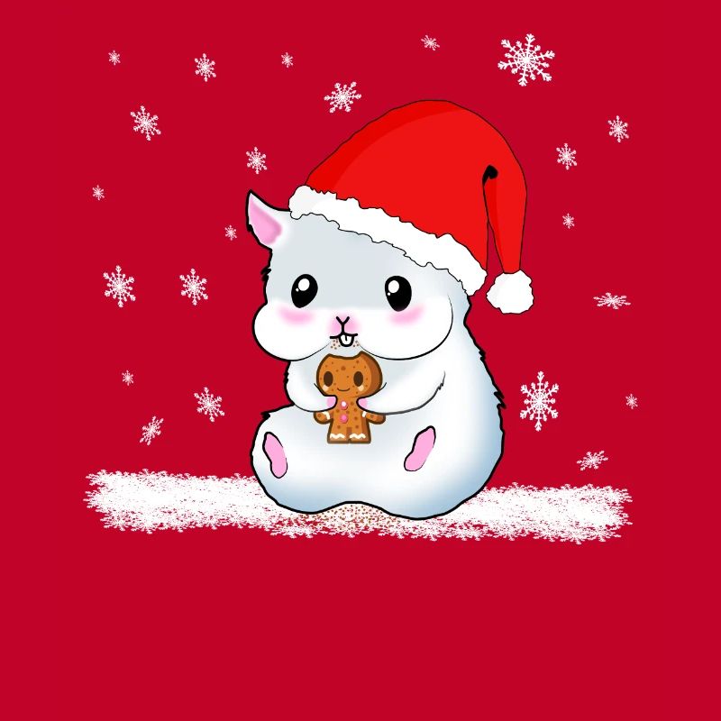 A Sweet Hamster Eats A Cookie While It Snows