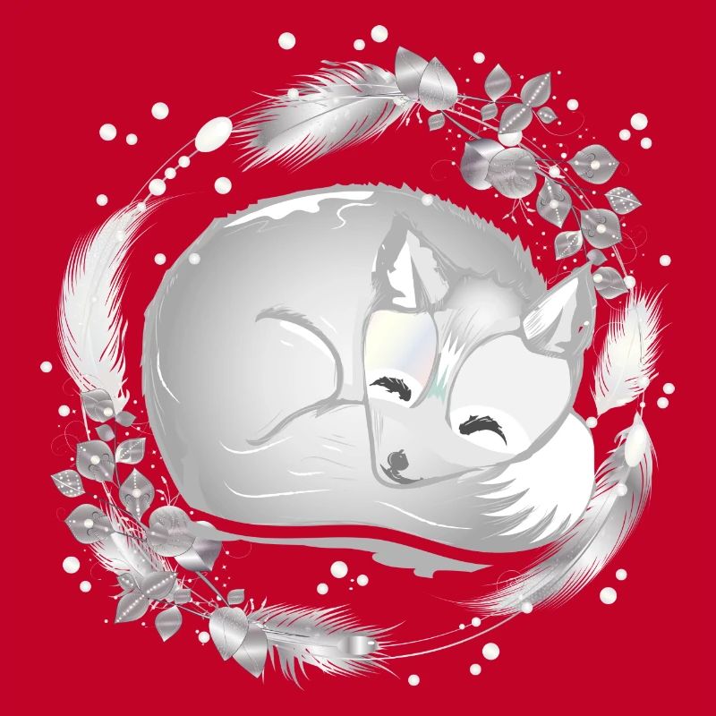 small polar fox sleeping in silver colors