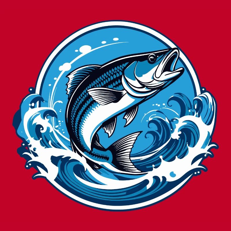 Fisch im Wasser mit Wellenumrandung