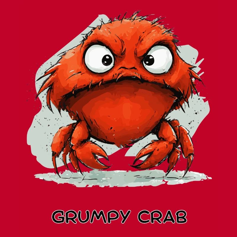 Grumpy Crab - Mürrische Cartoon Krabbe Design