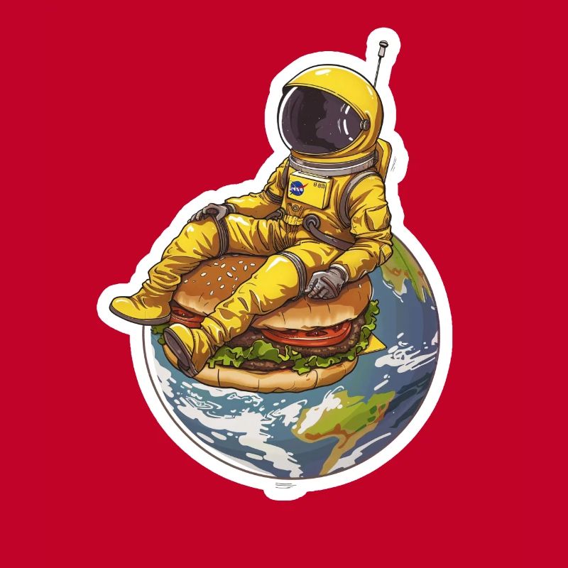 Astronaute doré sur Burger – Design alimentaire spatial