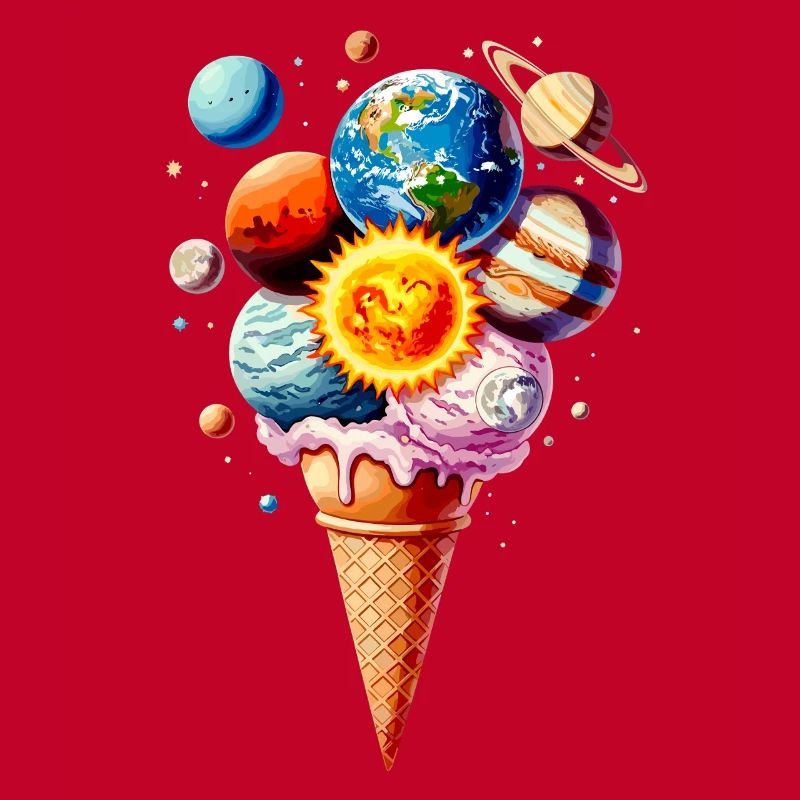 Planeten Eiscreme Waffel Eis