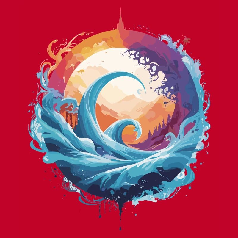 Dynamic wave and moon circle