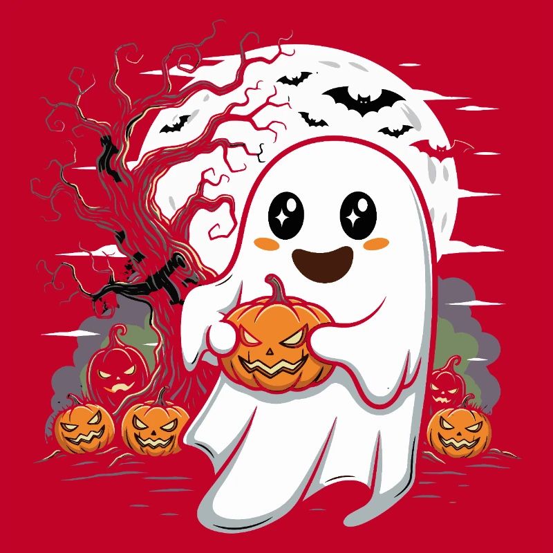 Cute Ghost with Jack-O-Lantern