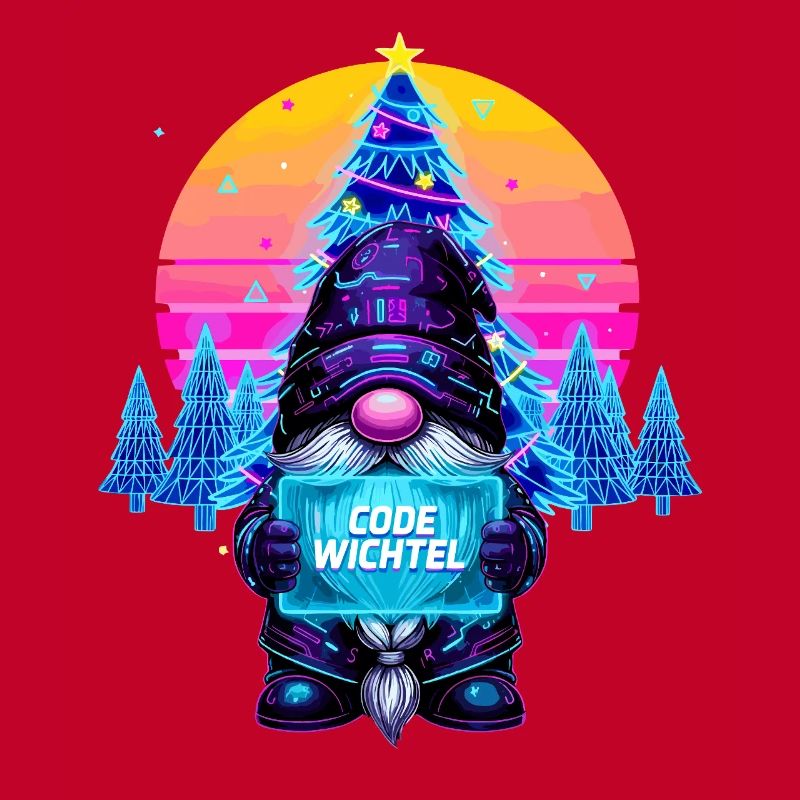 Cyberpunk Code Gnome - Synthwave Xmas Nerd