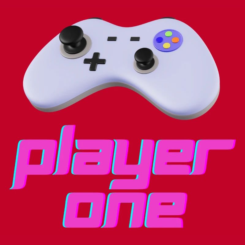 Neon Retro Controller Spieler Eins
