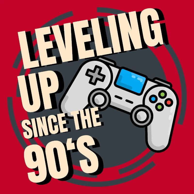 Retro game controller with 90s text