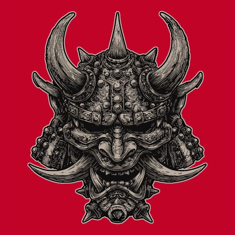 Dämonischer Samurai Helm Oni Maske
