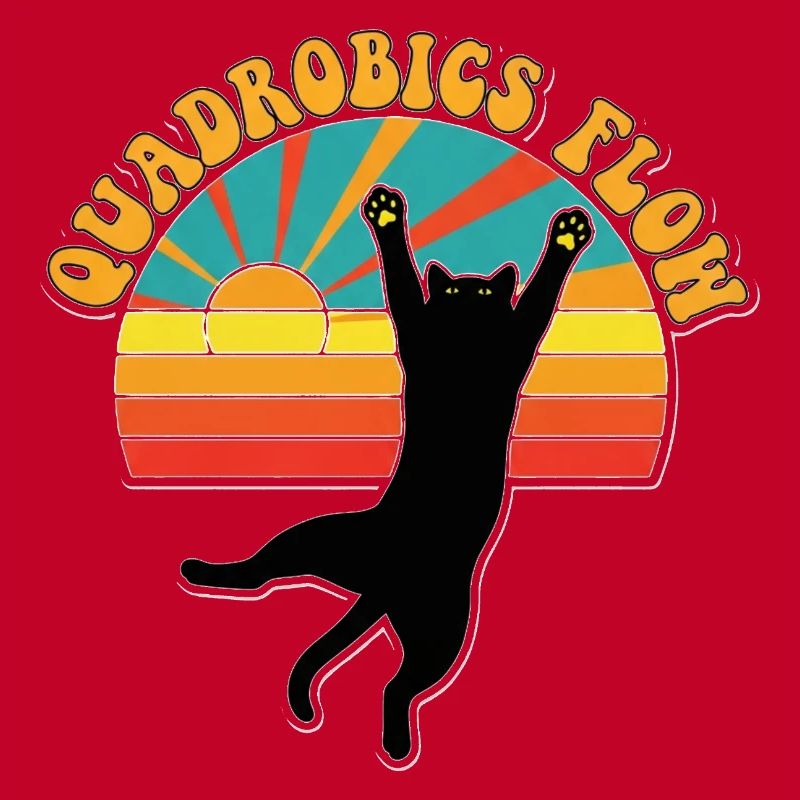Retro Quadrobics Flow Black Cat 70s Sunset