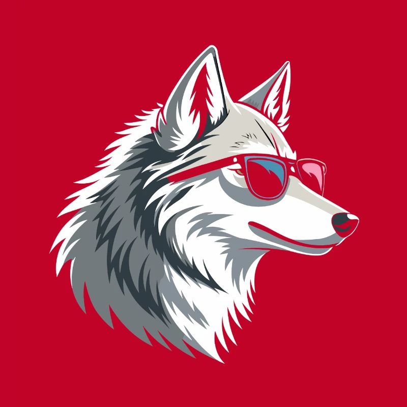 Wolf mit Brille im eisigen Stil