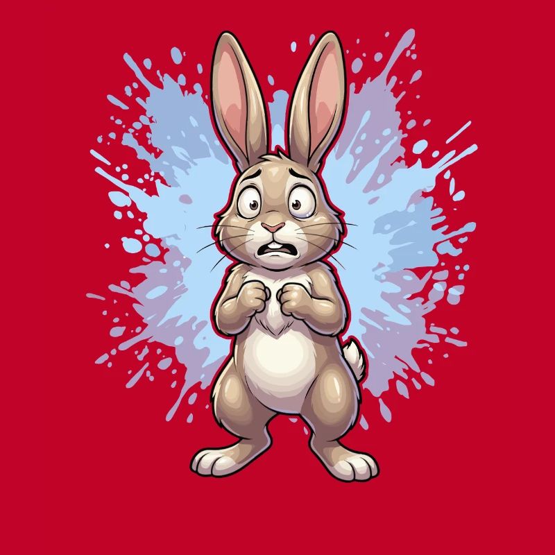 Distraught rabbit with paint splash