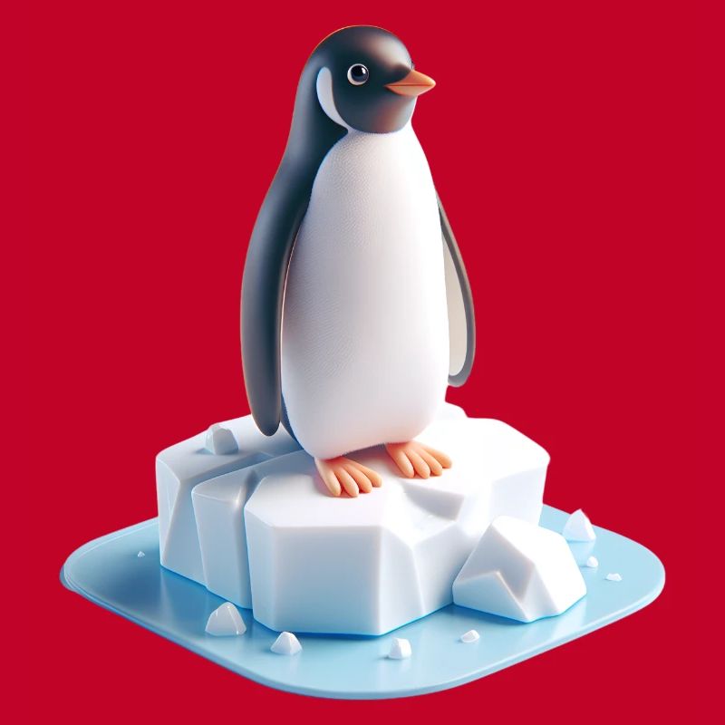 Pinguin auf Eisblock 3D