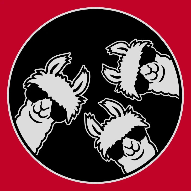 Three Cool Llamas Sunglasses Circle Badge Funny