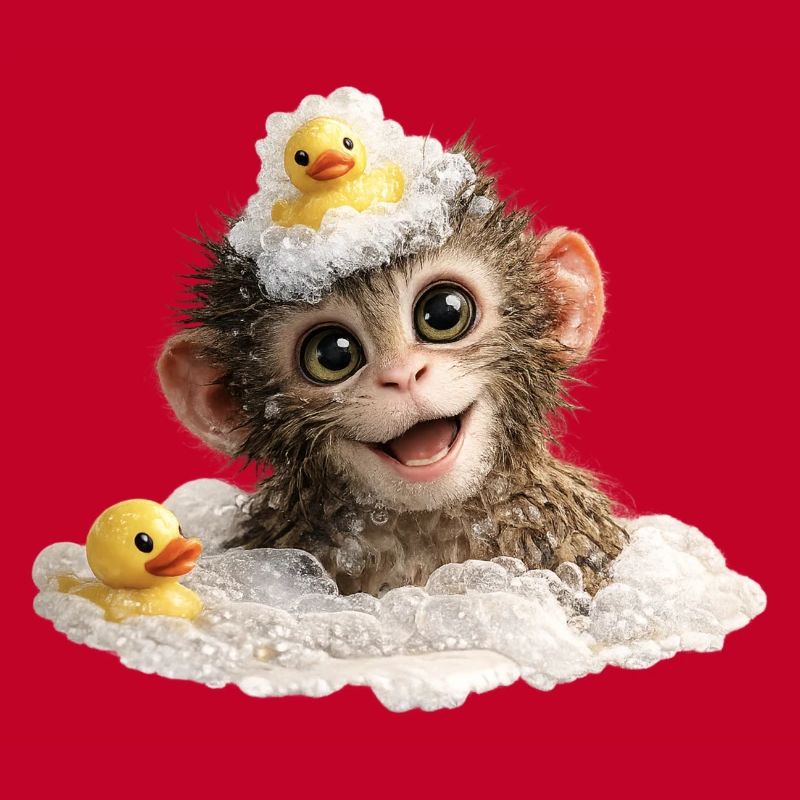 Bathing Time Monkey with Rubber Duck