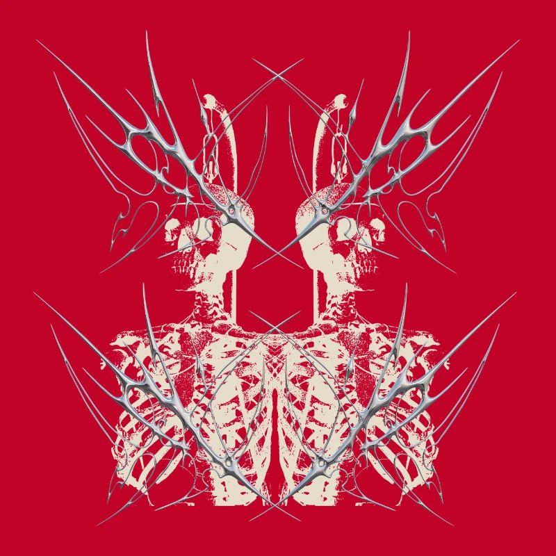 Dark Gothic Skeleton Mirror Cybercore Design