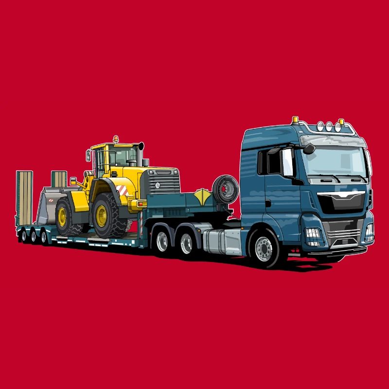 Tieflader mit Bagger