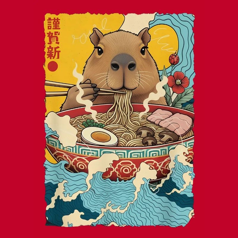 Capybara isst Ramen Nudeln