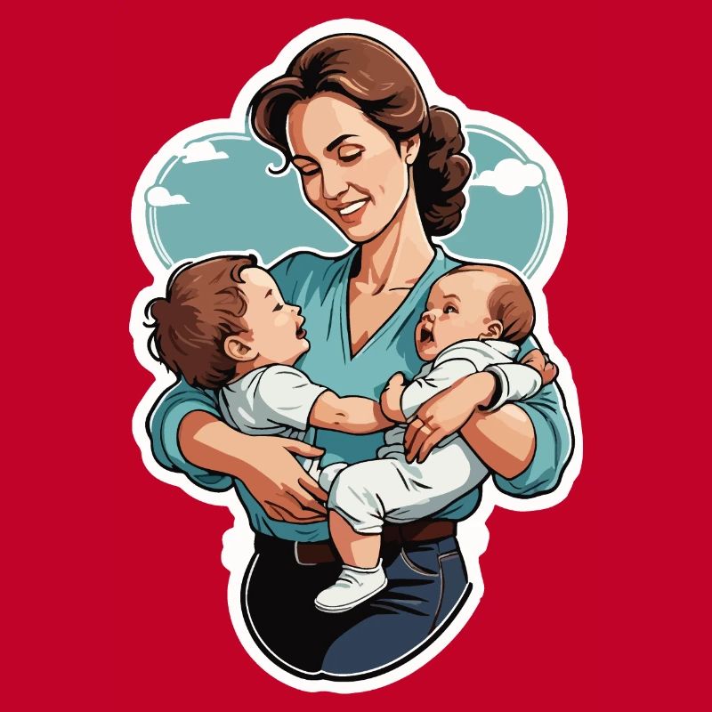 Liebevolle Mutter mit Zwillingsbabys