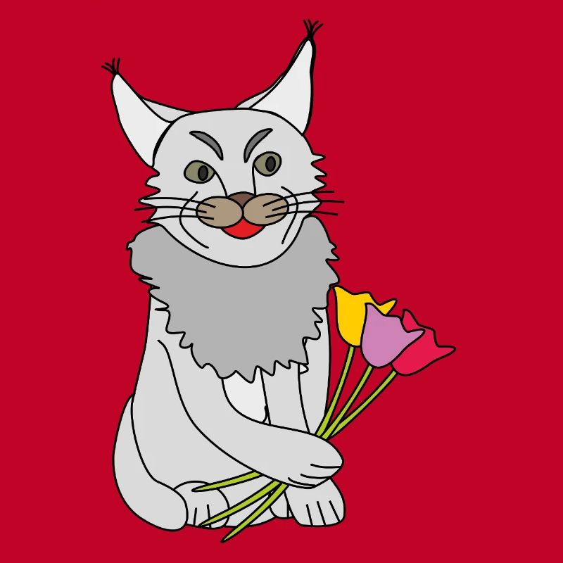Katze mit Blumenstrauß