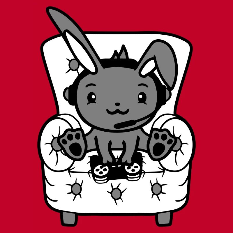 Bunny Playing Controller Console Headset Gamer Nerd