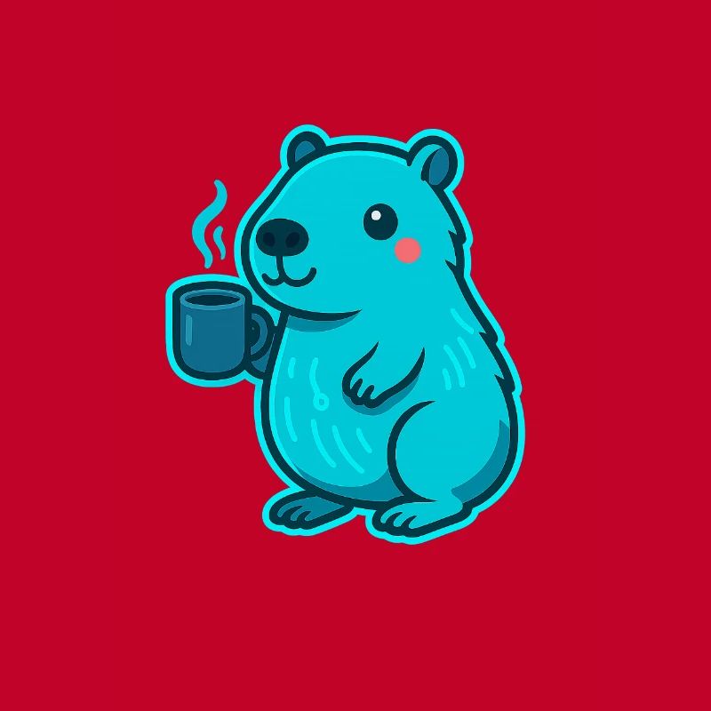 Capybara bleu avec café