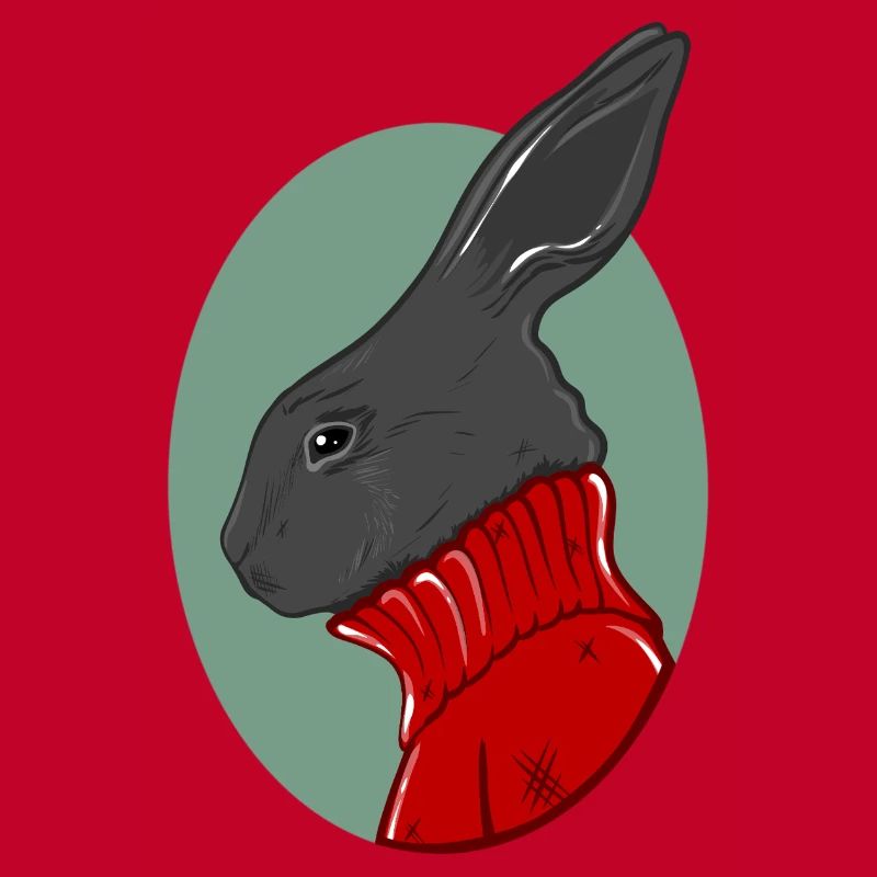 Lapin avec un pull rouge