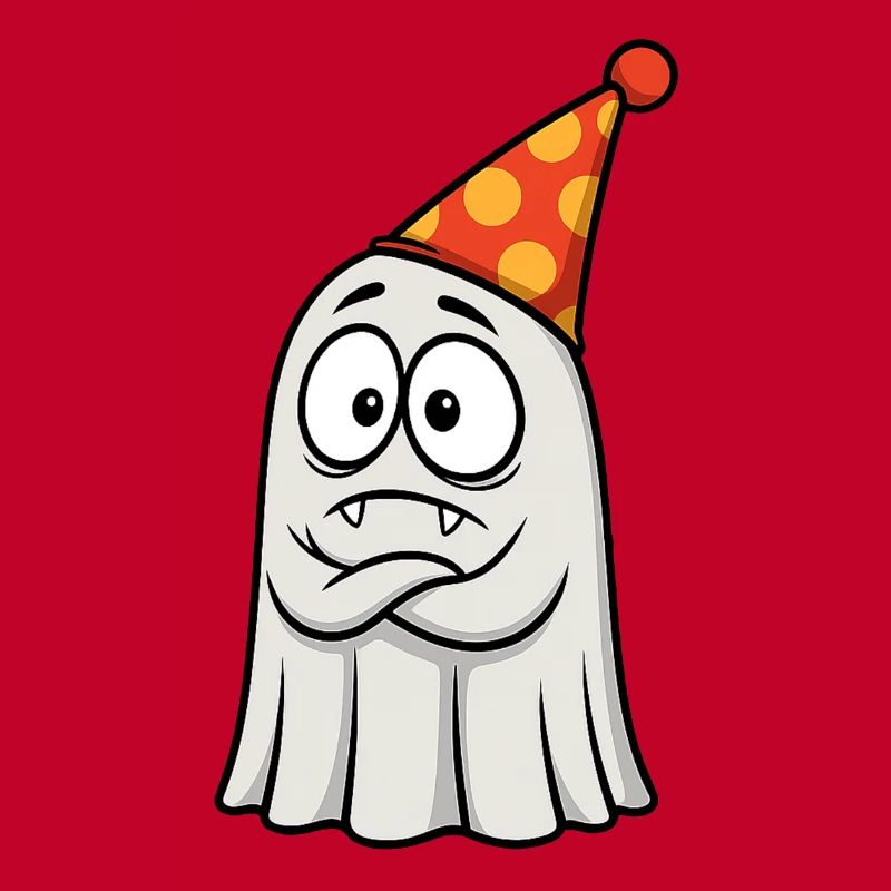 Grumpy Ghost with Party Hat