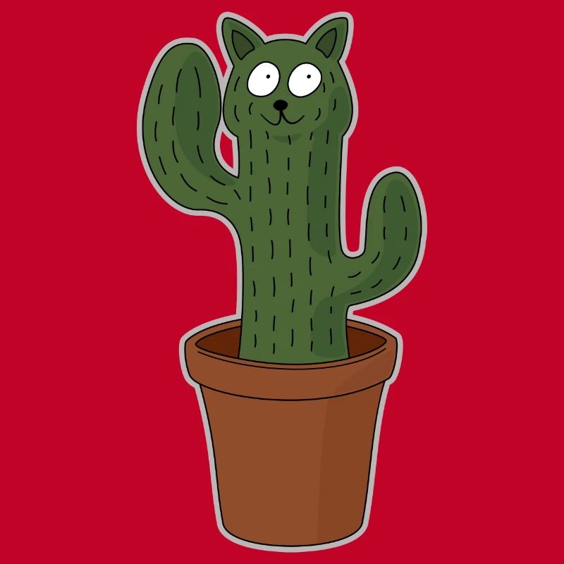 Chat comme cactus dans un pot de fleurs