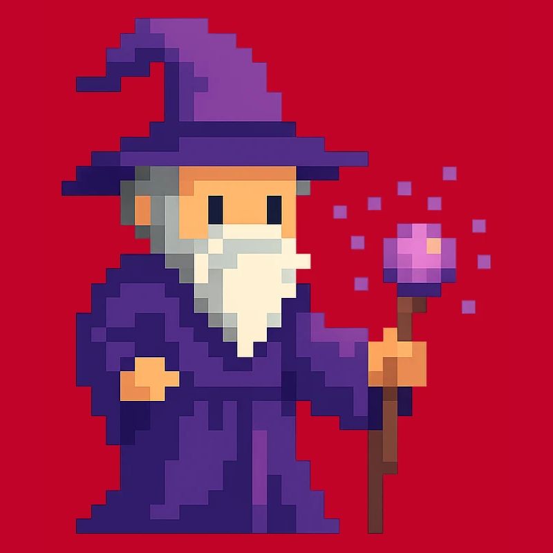 Pixel wizard dans le scintillement violet