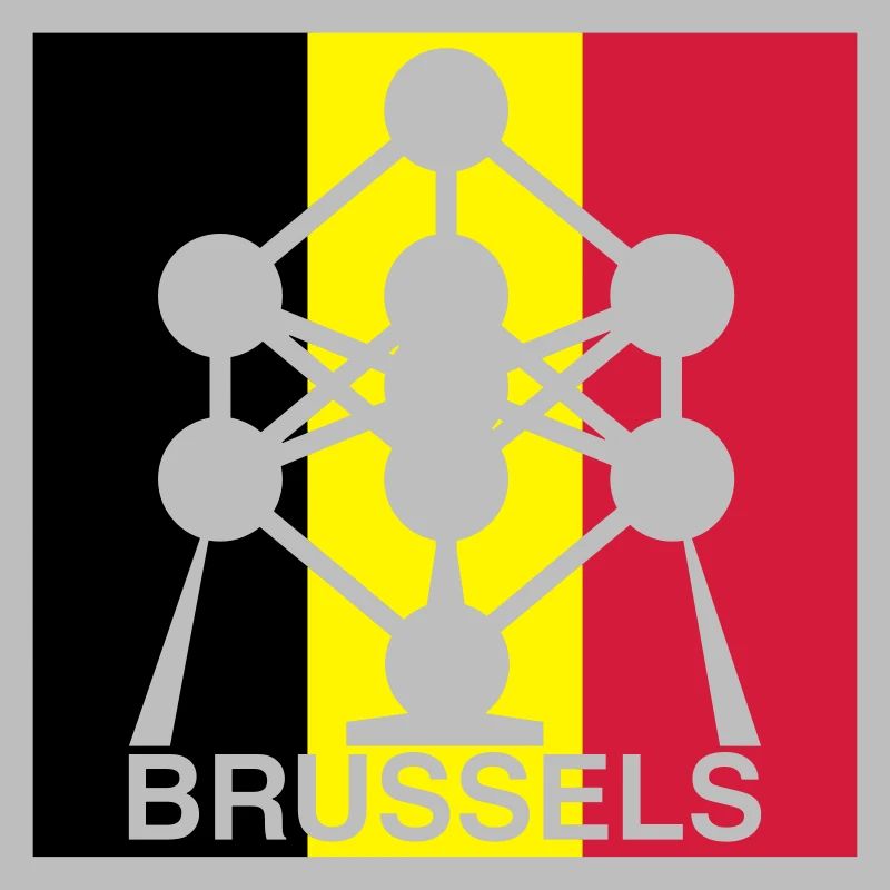 Brussels Atomium – Belgian Flag Square Icon