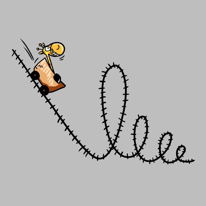 Giraffe rides a roller coaster - Louping - Park