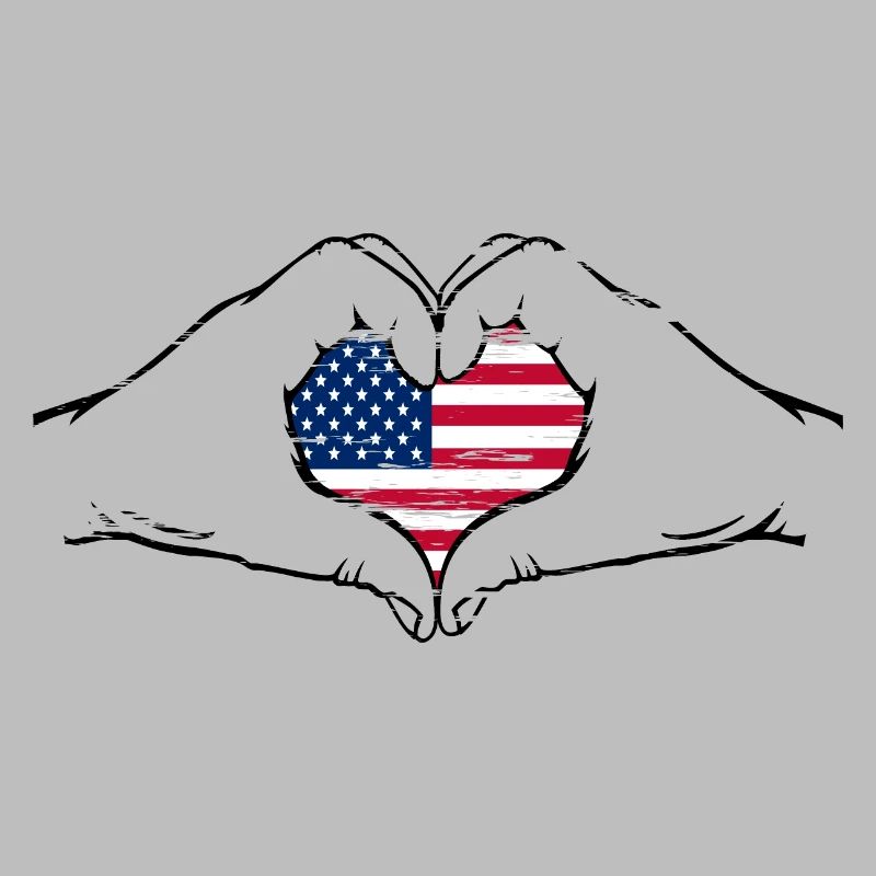 Drapeau des États-Unis en forme de coeur utilisé