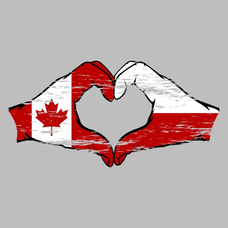 Drapeau du Canada de la Pologne Forme de coeur utilisé