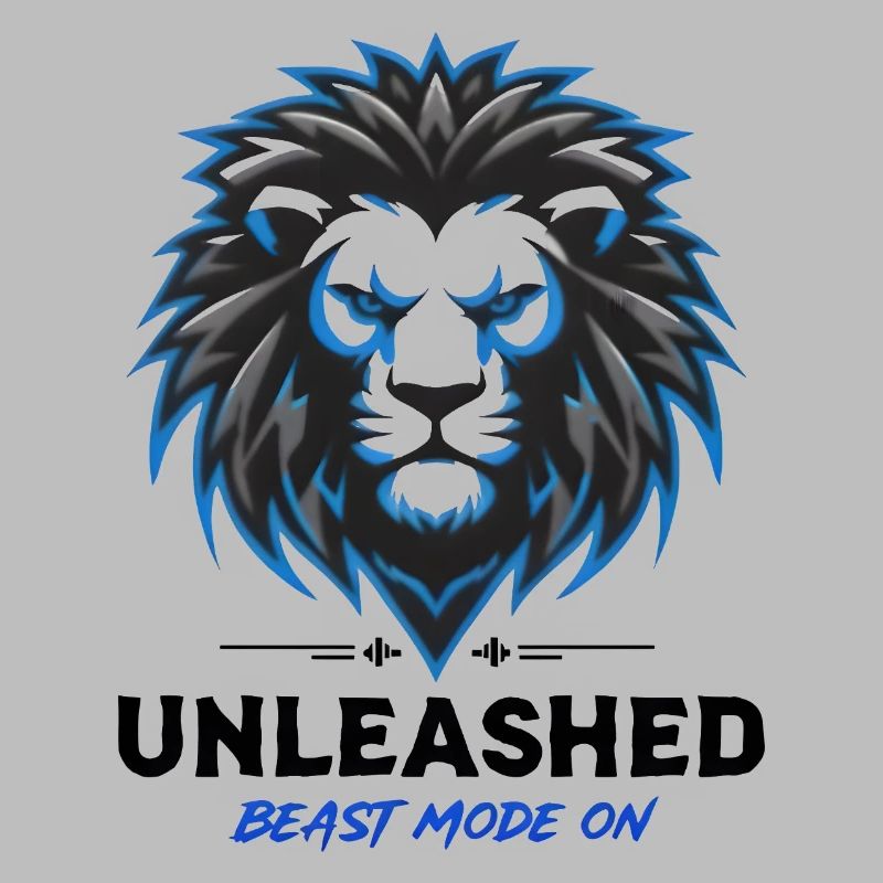 Blue Neon Lion Crest Unleashed