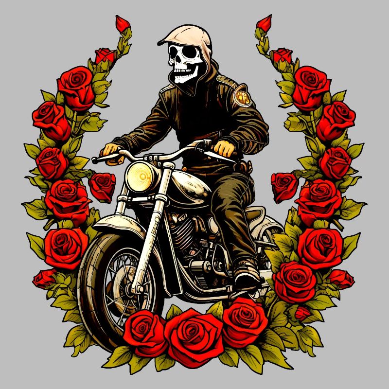 Motorcycle Skeleton Roses
