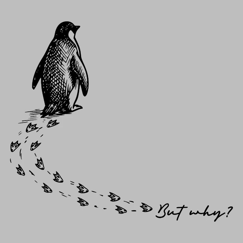 But why? Penguin Meme Footprints Doodle Doodle