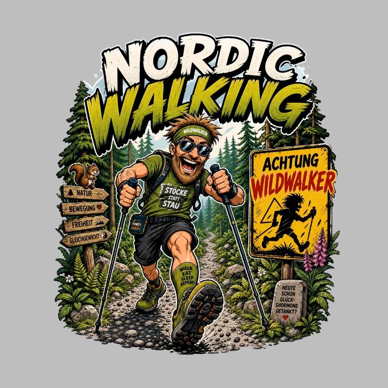 Nordic Walking Waldabenteuer Comic