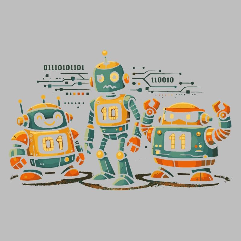 Robots Geek Code Binaire Informatique IT