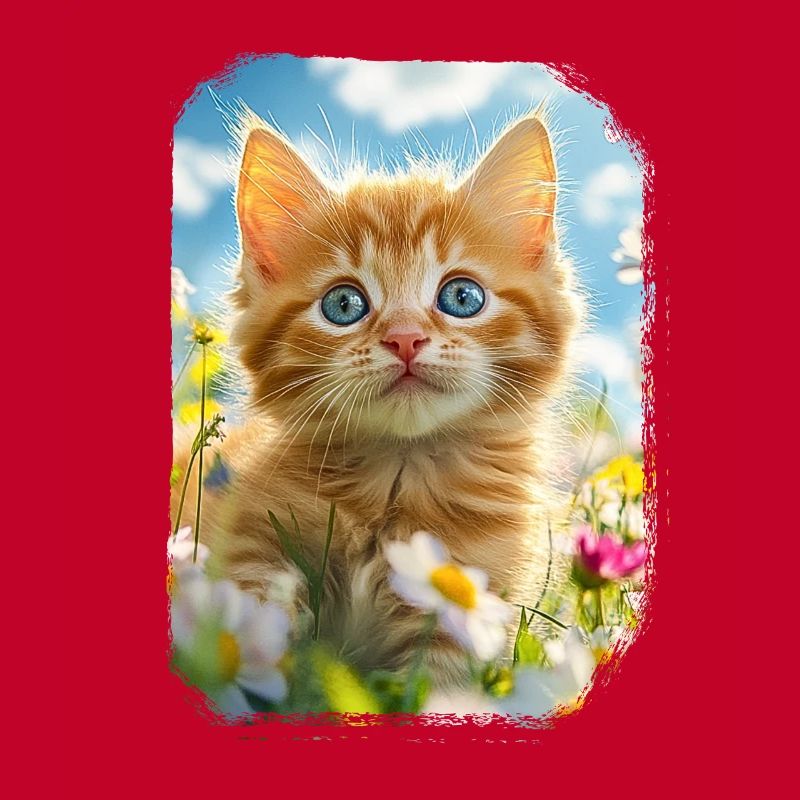 Flower magic with red kitten
