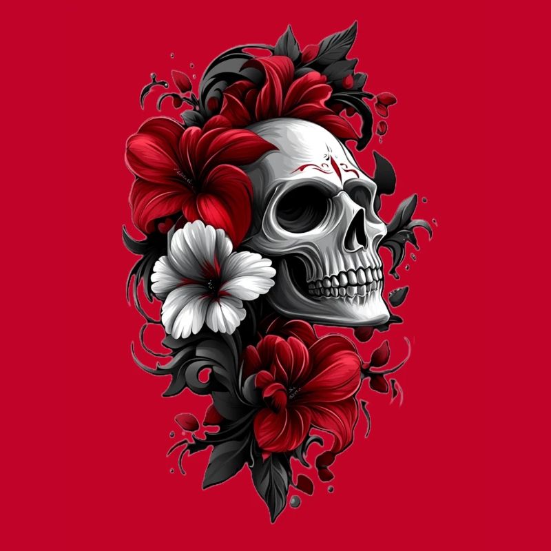 Skull with flowers