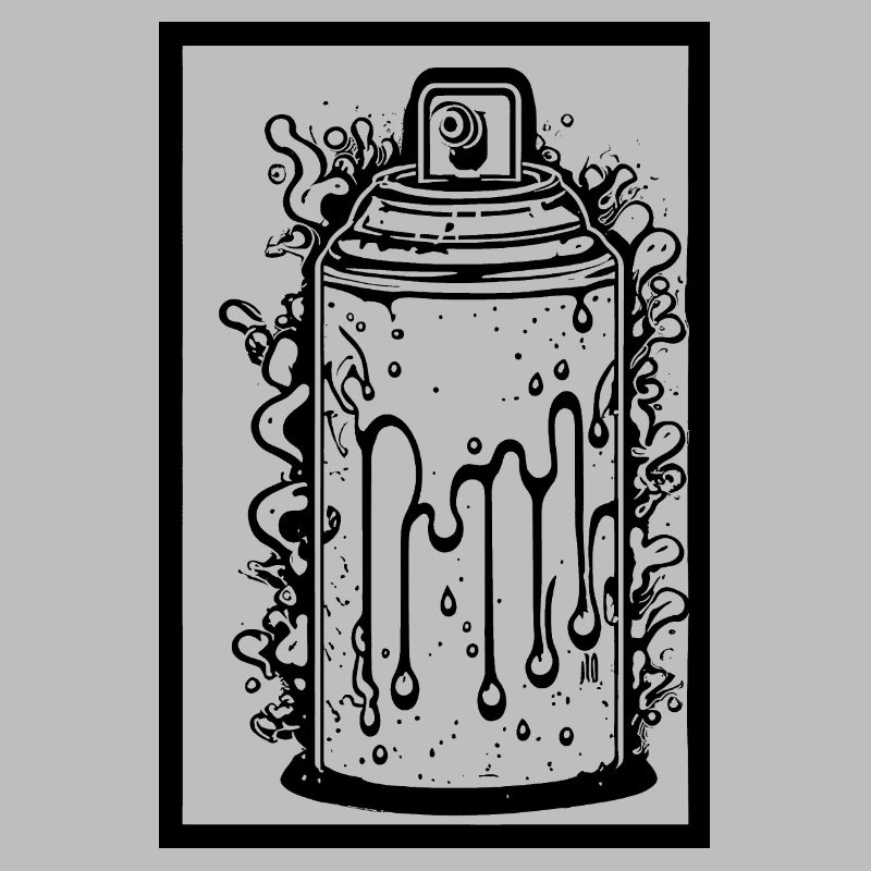Comic spray can with drops in frame