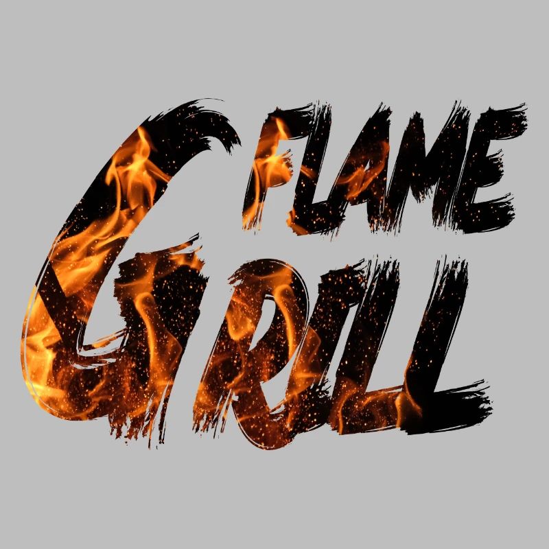 Flame Grill Fire Lettering BBQ Design