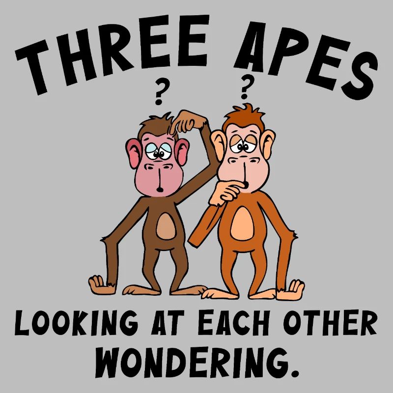 Three monkeys looking at each other questioningly