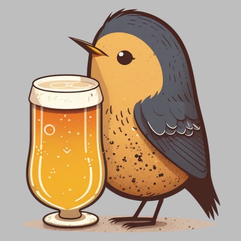 Kleiner Vogel mit Bier