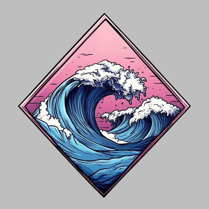 wave logo, diamond shape, ocean design