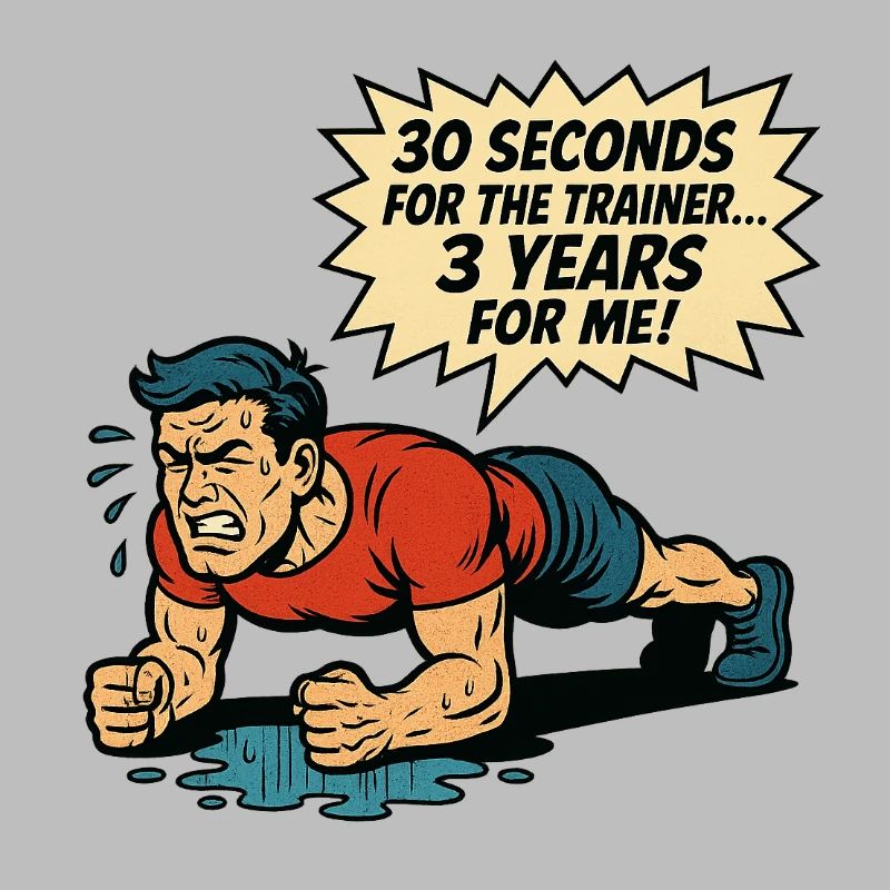 Funny Retro Gym Comic – Plank Struggle