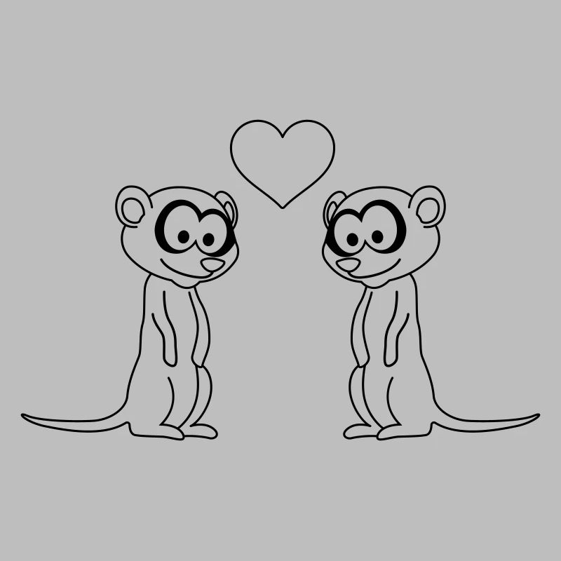Erdmännchen Comic Paar liebe