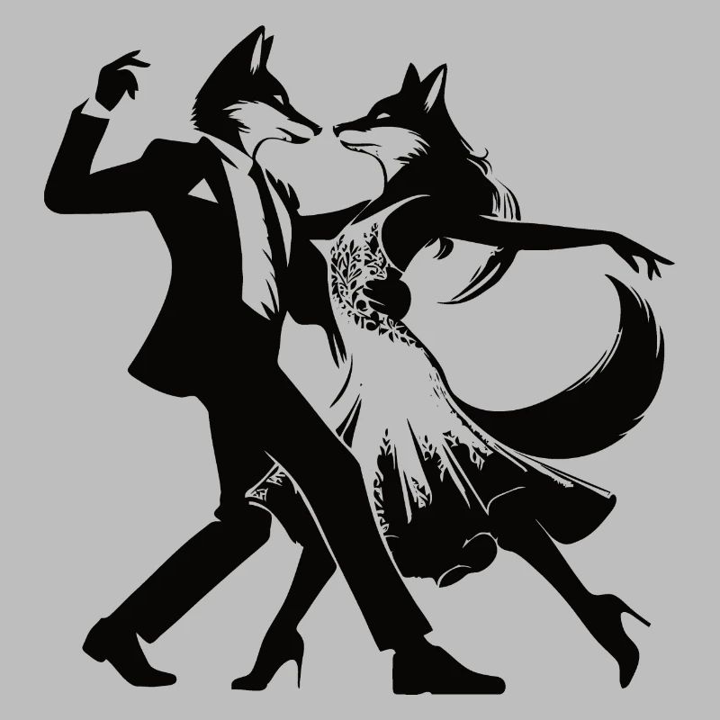 Conception élégante de couple de danse de tango avec des renards