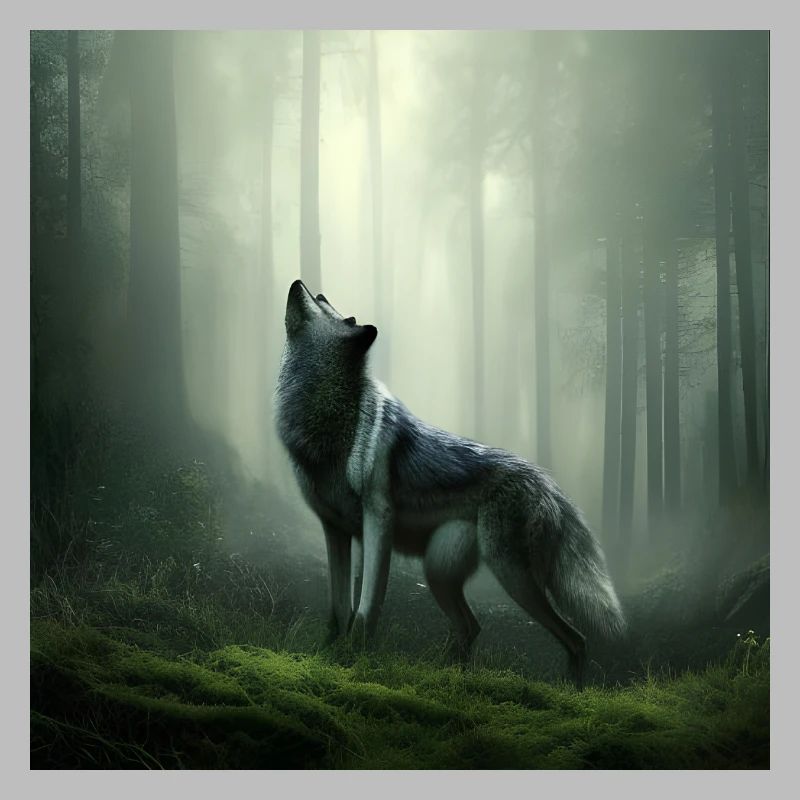 Howling wolf at midnight