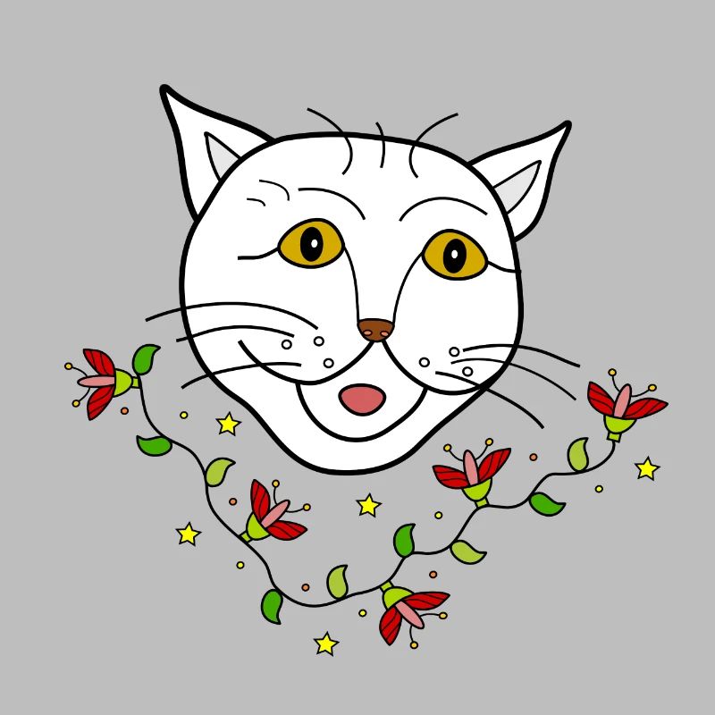Chat à fleurs